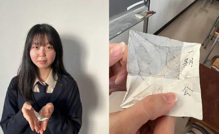 The crane on her desk hid a message for 10 years